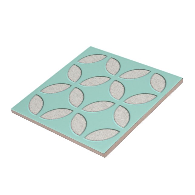 Off-White Seaglass Turquoise Green Mosaic Art Tile (Side)