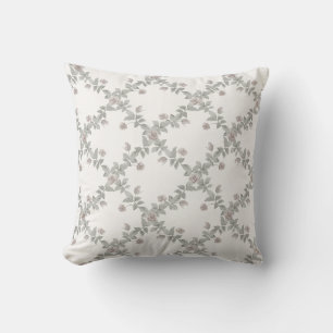 Off-White Taupe Rose Sage Trellis Pattern Throw Pillow