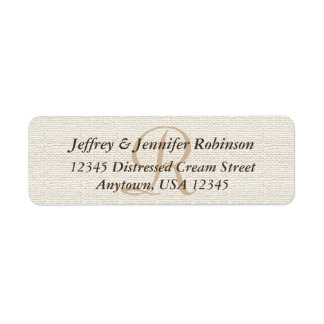 Off White Textured Rustic Monogram  Address Label