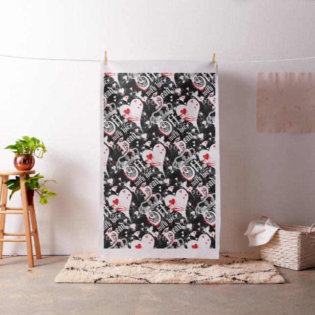 Off With Her Head Queen Of Hearts Black Fabric (In Situ)