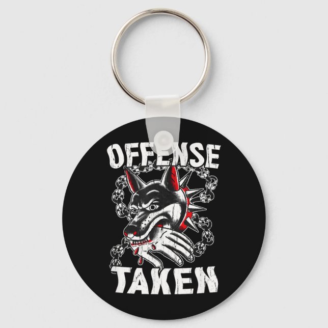 Offence Taken Meme Funny Dog Funny Halloween Keychain (Front)
