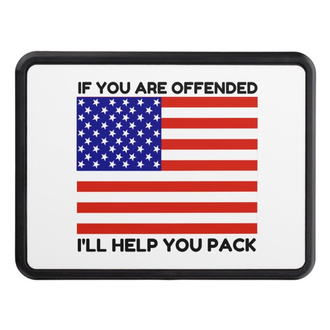 Offended USA Flag Help Trailer Hitch Cover (Front)