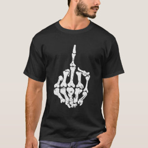 Offensive Biker Middle Finger Skull T-Shirt