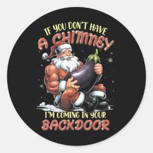 Offensive Christmas Adult Ual Innuendo Santa Rude  Classic Round Sticker