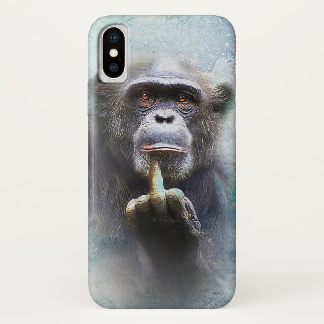 Offensive Funny Animal Chimpanzee Middle Finger Case-Mate iPhone Case (Back)