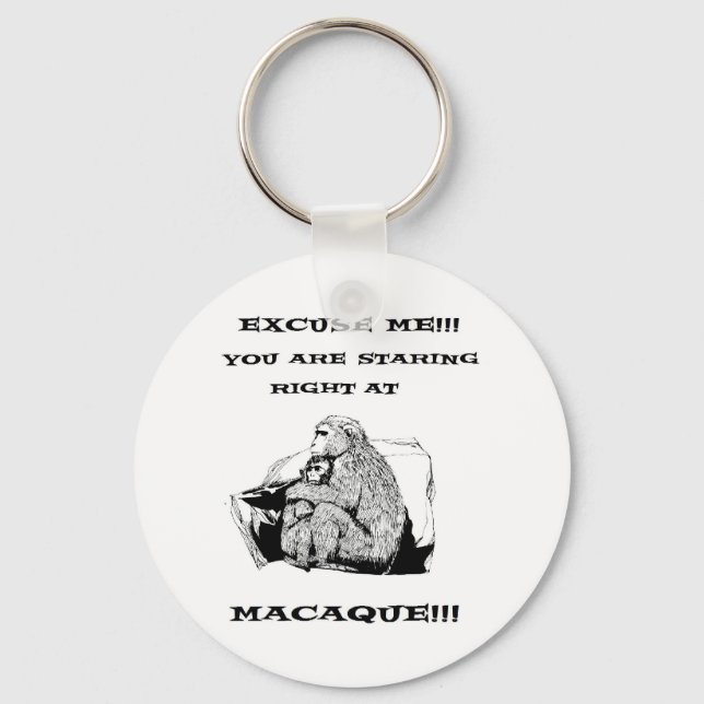 offensive humour Funny Macaque monkey Keychain (Front)