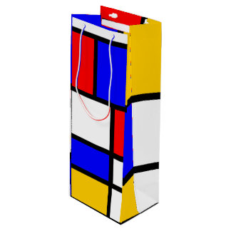 Offer the modern art Mondrian style Wine Gift Bag