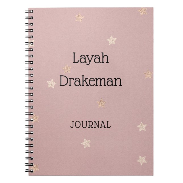 Office and School Pink Journal with Gold Stars  (Front)