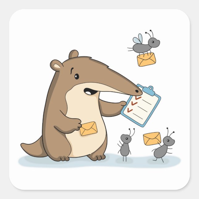 Office Anteater | Mail Day Square Sticker (Front)