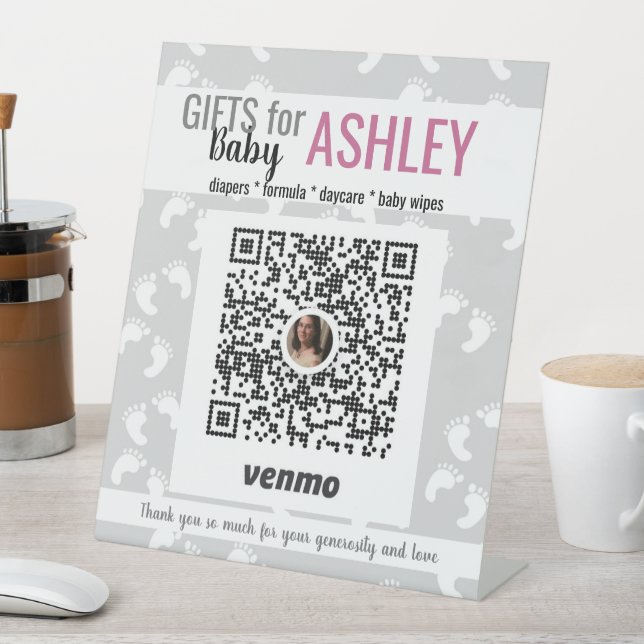Office Baby Shower Ideas Venmo Pedestal Sign (In SItu)