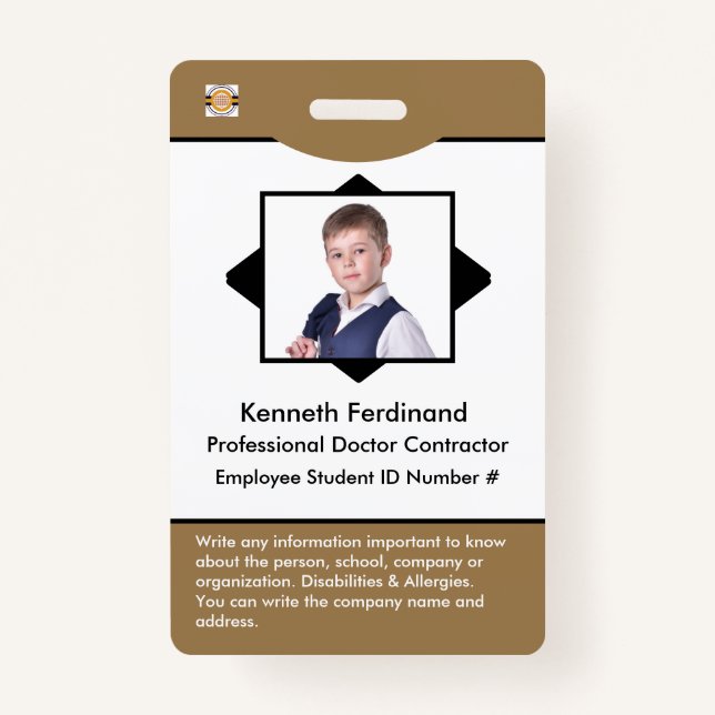 Office Bar Code Logo Id Card Identification Custom Badge (Front)