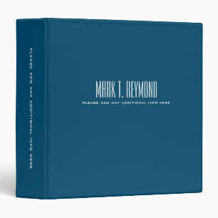 Office Blue Binder with Name and Subject