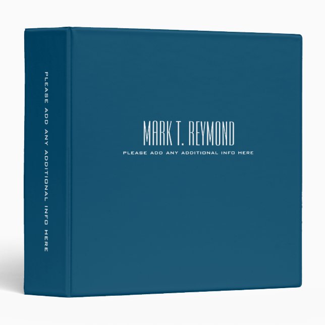 Office Blue Binder with Name and Subject (Front/Spine)