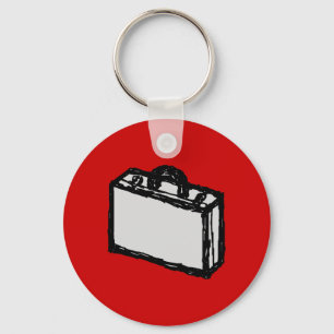 Office Briefcase or Travel Suitcase. Sketch on Red Keychain