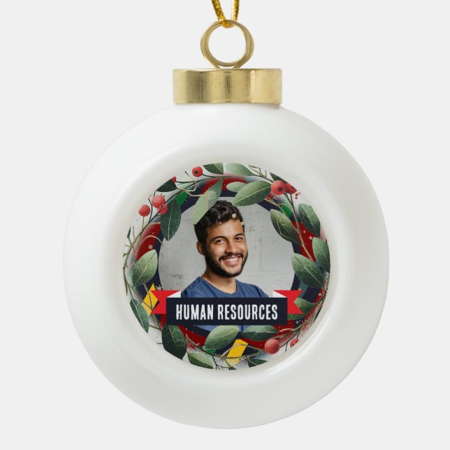Office Christmas Tree - Human Resources Ceramic Ball Christmas Ornament (Front)
