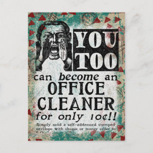 Office Cleaner - Funny Vintage Retro Postcard