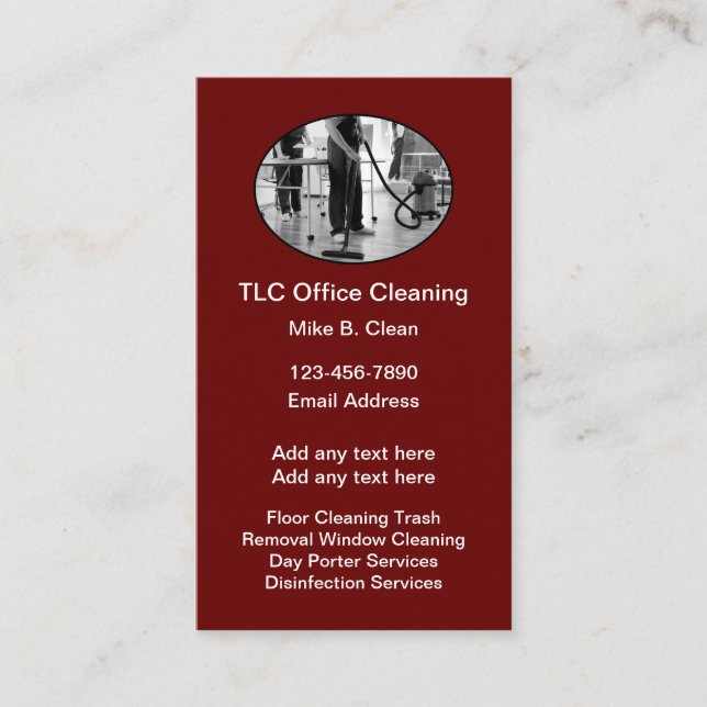 Office Cleaning Janitorial Service Business Cards (Front)