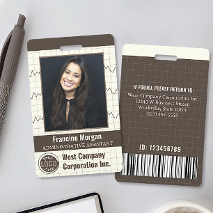 Office Company Custom Employee Photo Bar Code Logo Badge