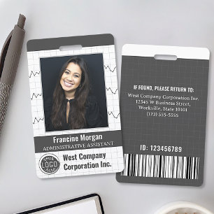 Office Company Employee Custom Photo Bar Code Logo Badge
