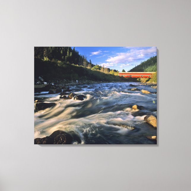 Office Covered Bridge the longest in Oregon at Canvas Print (Front)
