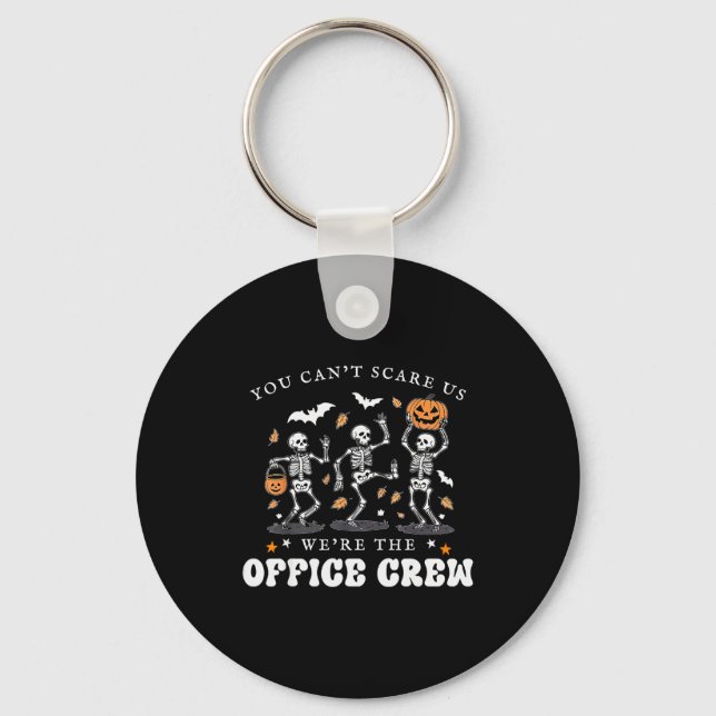 Office Crew Skeleton Dancing Halloween School Secr Keychain (Front)