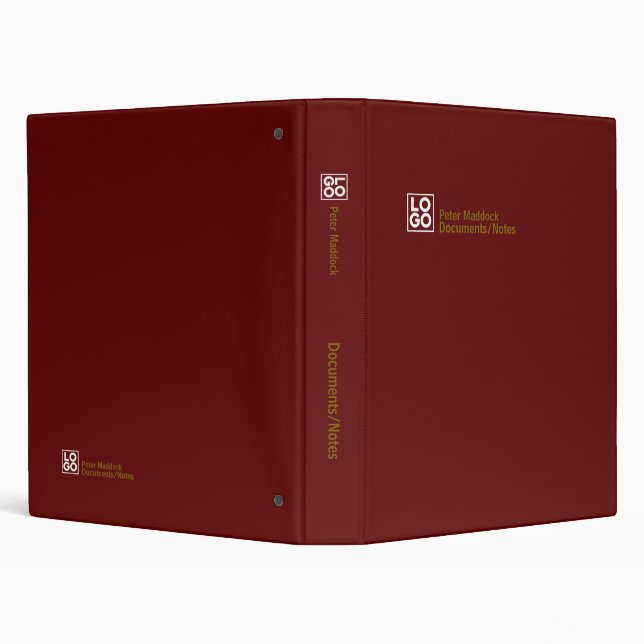 Office Deep Red Binder with Business Logo (Background)