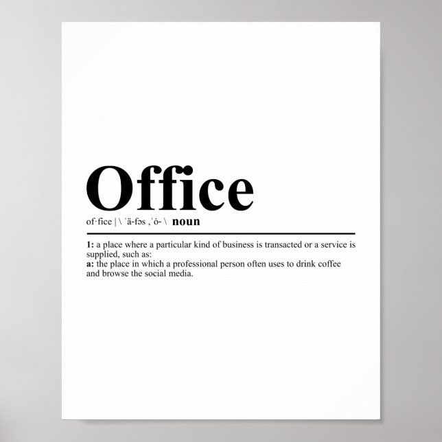 Office Definition | Funny Quote Poster (Front)