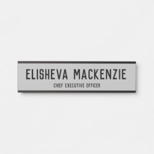Office Door Name Plate Sign - Grey and Black