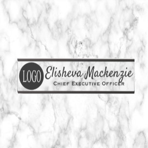 Office Door Name Plate Sign - Logo Grey Marble