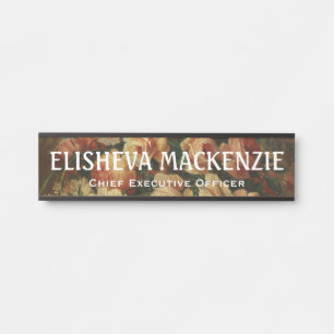 Office Door Name Plate Sign - Roses Painting