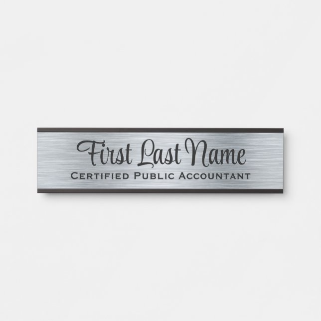 Office Door Signs Simple Modern Faux Silver Sign (Front)