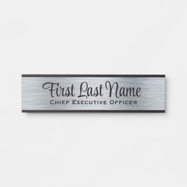 Office Door Signs Simple Modern Faux Silver Sign (Front)