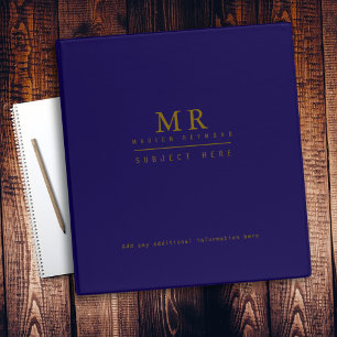 Office Elegant Monogrammed Blue Binder