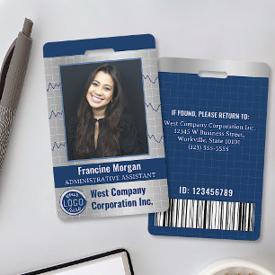 Office Employee Custom Photo Bar Code Company Logo Badge