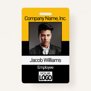Office Employee Photo Badges - Black / Yellow