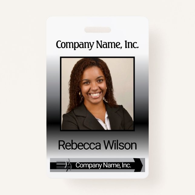 Office Employee Picture Badge - Black (Front)