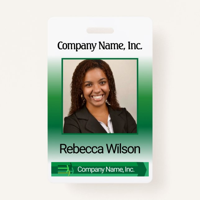 Office Employee Picture Badge - Green (Front)