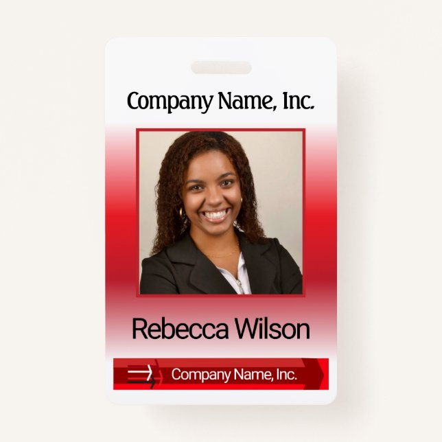 Office Employee Picture Badge - Red (Front)