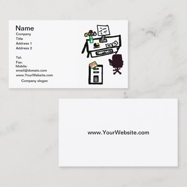 Office est OUVERT Computer Desk Carte de visite Se (Devant / Derrière)