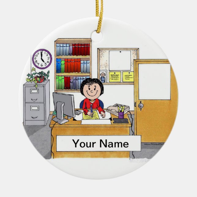 Office - Female Ceramic Ornament (Front)