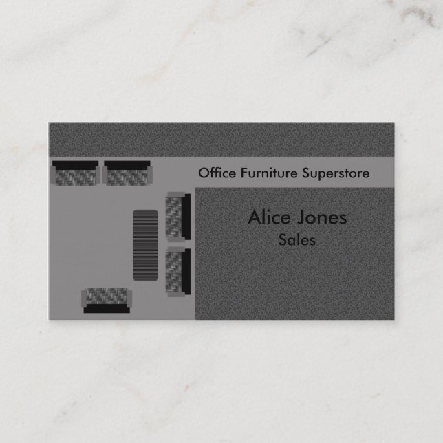Office Furniture Business Card, Grey Business Card (Front)