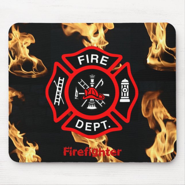 Office Gift for Firefighters Maltese Cross Fire Mouse Pad (Front)