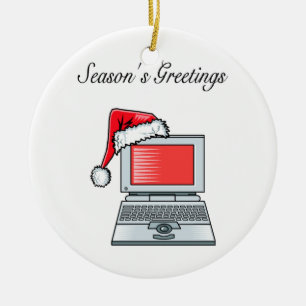 Office Greetings Computer Ceramic Ornament