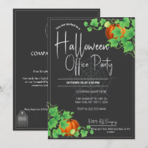 Office Halloween Invitations Black Card