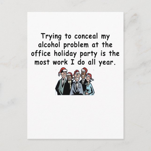 Office Holiday Party Humour Invitation Postcard (Front)
