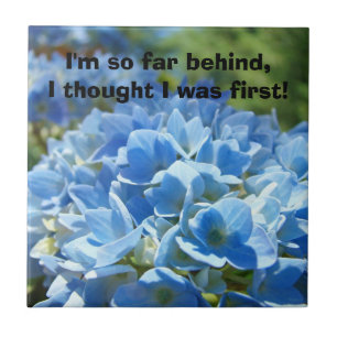 Office humour gifts Blue Hydrangea Floral Tile art