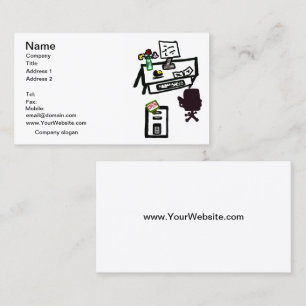 Office is OPEN Computer Desk Business Card Set