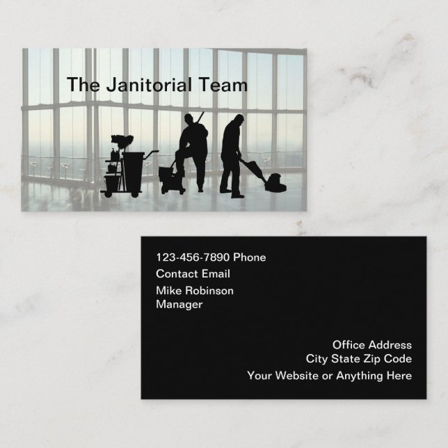 Office Janitorial Cleaning Service Business Card (Front/Back)