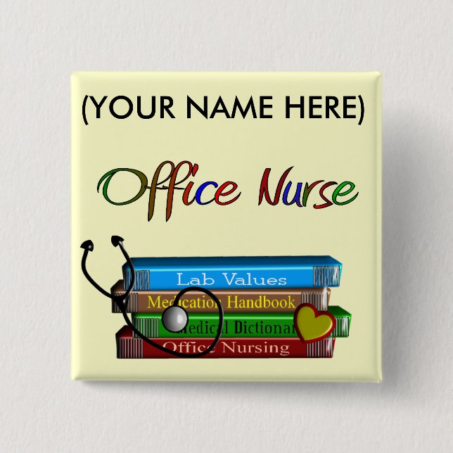 Office Nurse Books Design Gifts 2 Inch Square Button (Front)