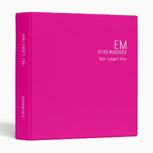 Office Organizer Monogrammed Hot Pink Binder